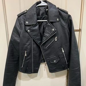 L’ Olive Verte Faux Leather Biker Jacket